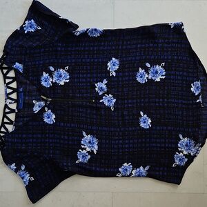 Apt. 9 Black and Blue Floral Blouse